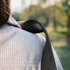 grippy side of black slide that prevents slipping in shoulder carry mode