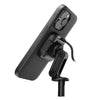 Charging and Locking Motorcycle Stem Mount attached to mobile phone case