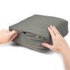 Secondary zip opening of the Medium Sage Packing cube