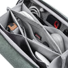 zippered stash pockets for items and other accessories inside sage tech pouch